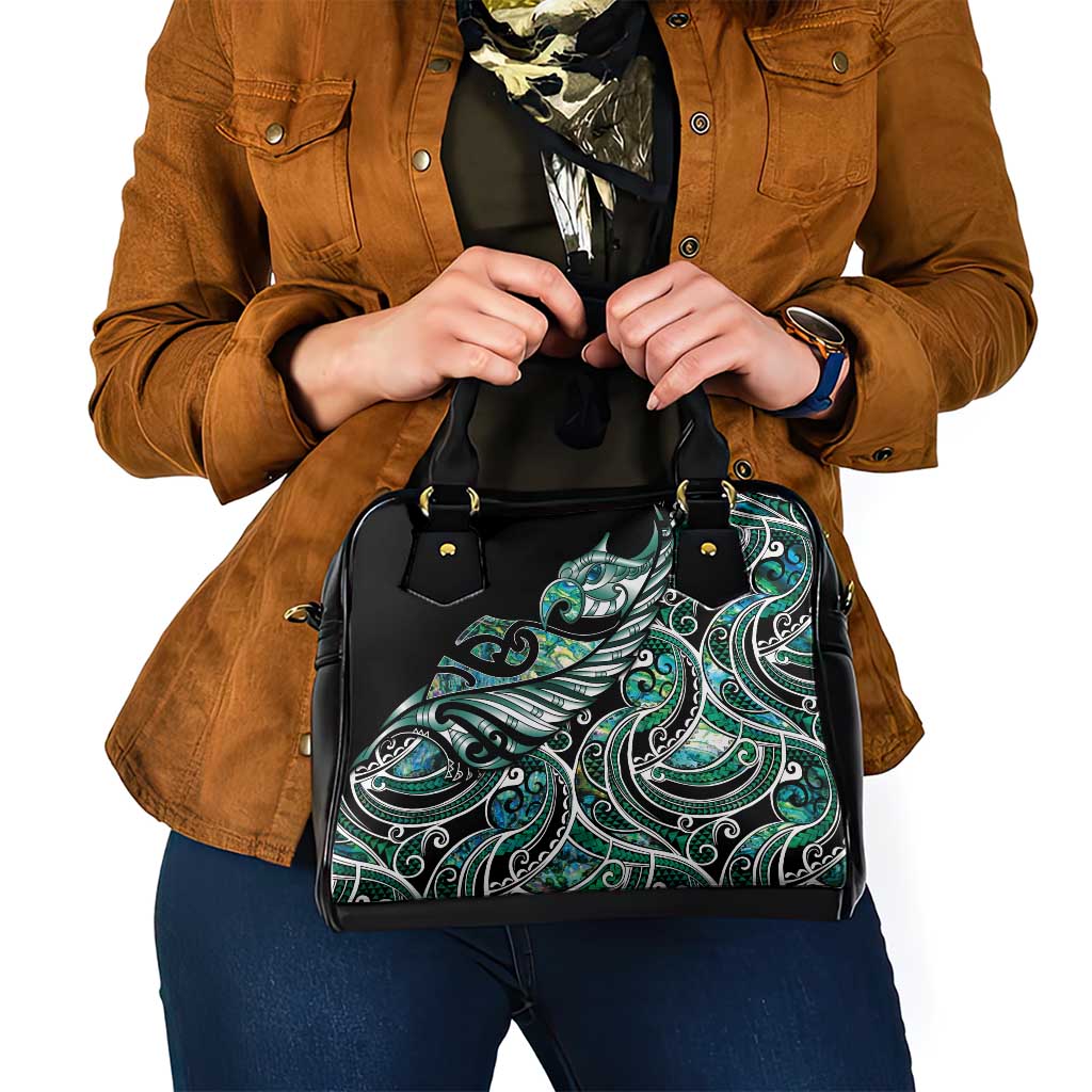 Maori Matariki - Manaia Shoulder Handbag Emerald Paua Shell