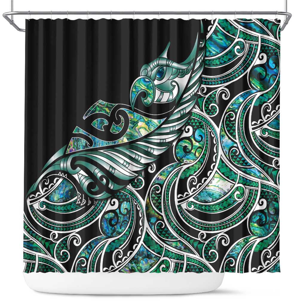 Maori Matariki - Manaia Shower Curtain Emerald Paua Shell LT7 Green - Polynesian Pride