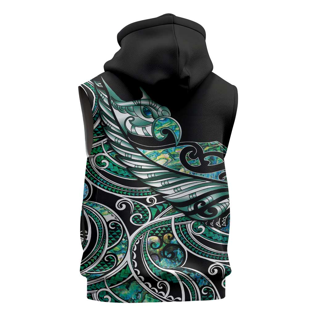Maori Matariki - Manaia Sleeveless Zip Hoodie Emerald Paua Shell LT7 - Polynesian Pride