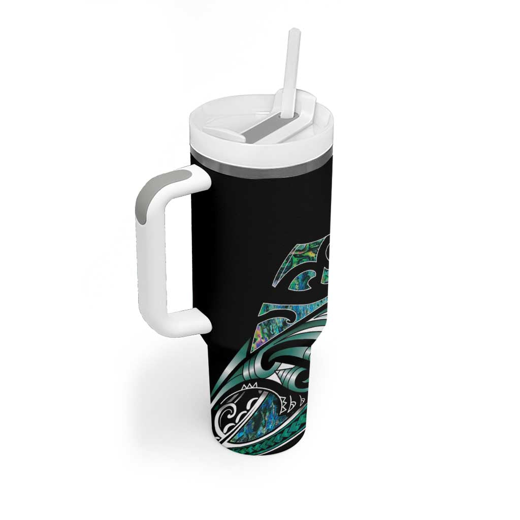 Maori Matariki - Manaia Tumbler With Handle Emerald Paua Shell LT7 - Polynesian Pride