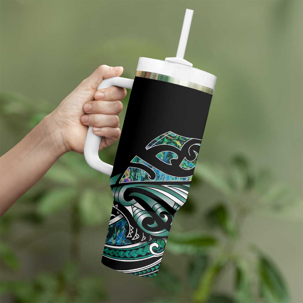 Maori Matariki - Manaia Tumbler With Handle Emerald Paua Shell LT7 - Polynesian Pride