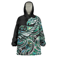 Maori Matariki - Manaia Wearable Blanket Hoodie Emerald Paua Shell LT7 One Size Green - Polynesian Pride