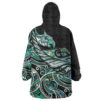 Maori Matariki - Manaia Wearable Blanket Hoodie Emerald Paua Shell LT7 - Polynesian Pride