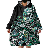 Maori Matariki - Manaia Wearable Blanket Hoodie Emerald Paua Shell LT7 - Polynesian Pride