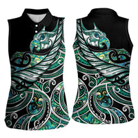 Maori Matariki - Manaia Women Sleeveless Polo Shirt Emerald Paua Shell LT7 - Polynesian Pride