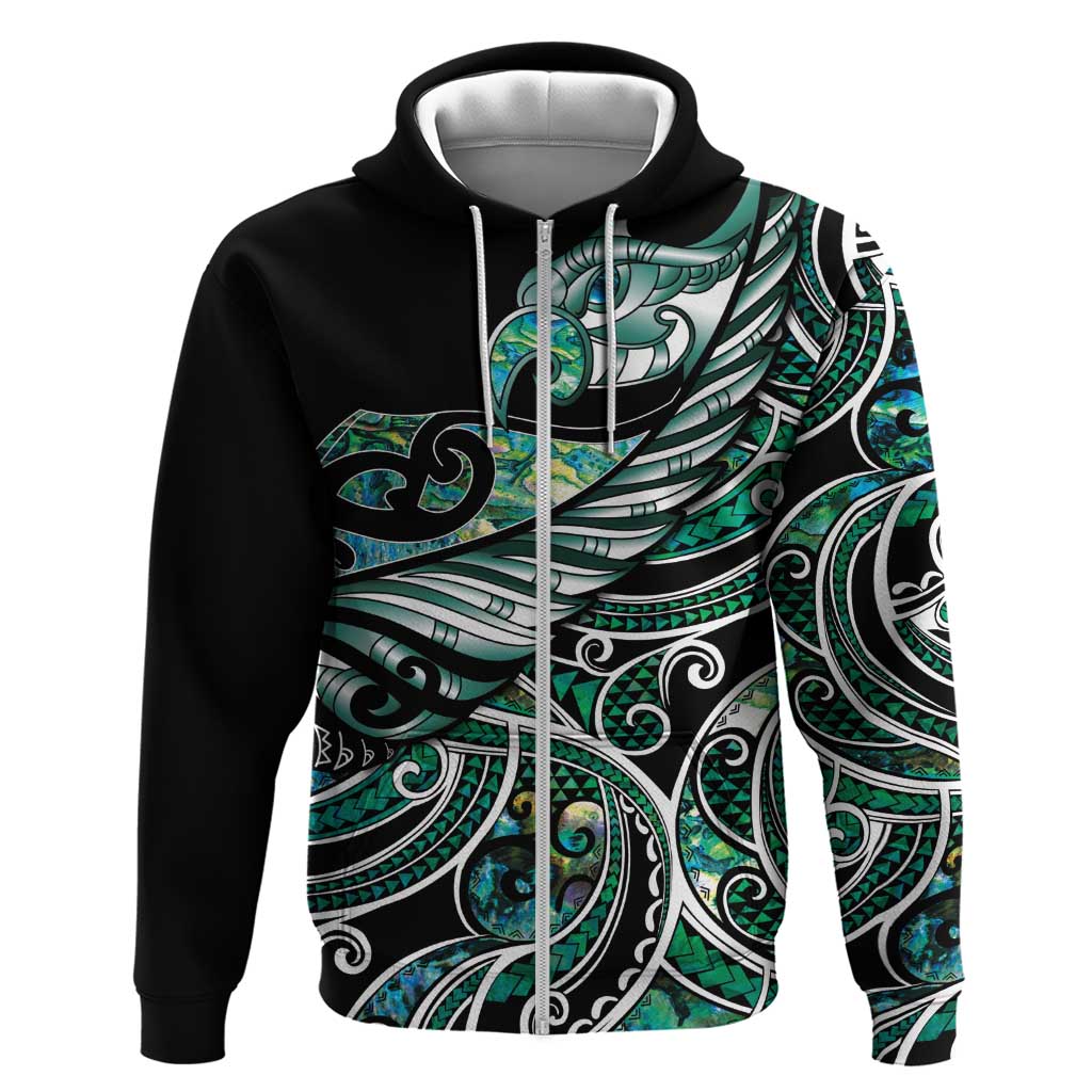 Maori Matariki - Manaia Zip Hoodie Emerald Paua Shell LT7 Zip Hoodie Green - Polynesian Pride