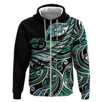 Maori Matariki - Manaia Zip Hoodie Emerald Paua Shell LT7 Zip Hoodie Green - Polynesian Pride