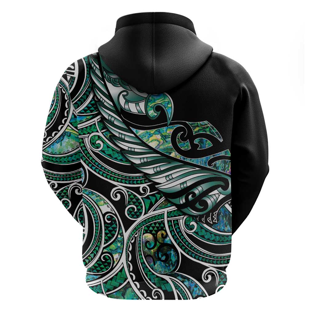 Maori Matariki - Manaia Zip Hoodie Emerald Paua Shell LT7 - Polynesian Pride