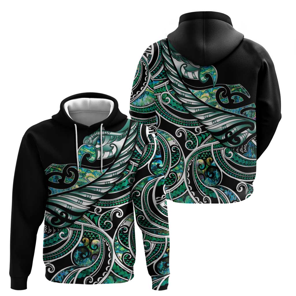 Maori Matariki - Manaia Zip Hoodie Emerald Paua Shell LT7 - Polynesian Pride