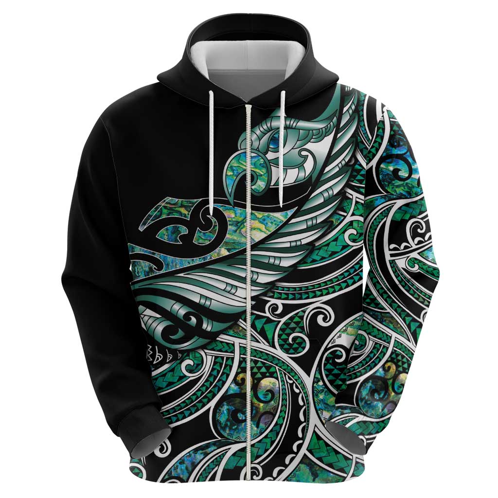 Maori Matariki - Manaia Zip Hoodie Emerald Paua Shell LT7 - Polynesian Pride