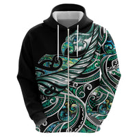 Maori Matariki - Manaia Zip Hoodie Emerald Paua Shell LT7 - Polynesian Pride