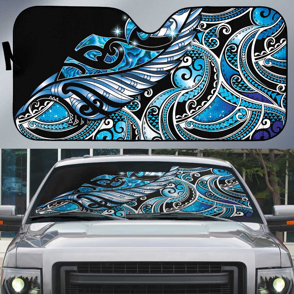 Maori Matariki - Manaia Auto Sun Shade Galaxy Blue Paua Shell