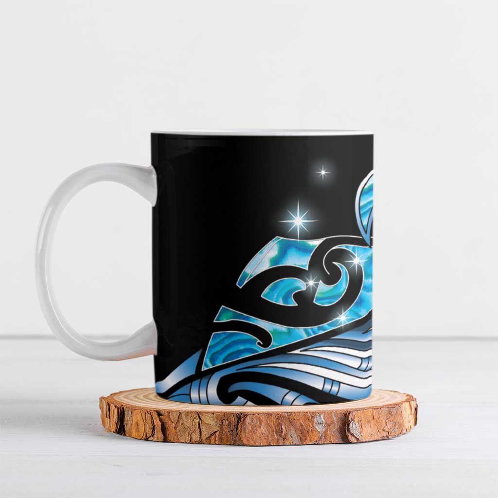 Maori Matariki - Manaia Ceramic Mug Galaxy Blue Paua Shell