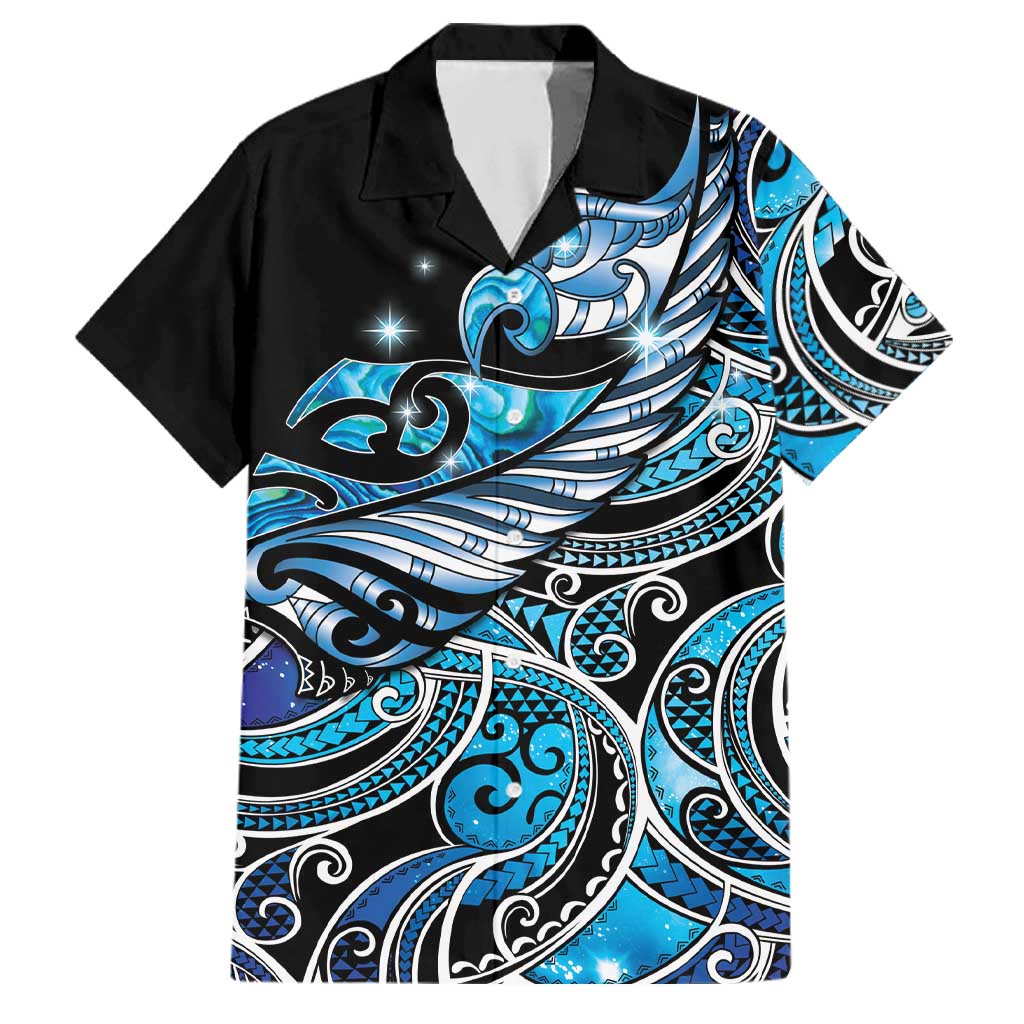 Maori Matariki - Manaia Family Matching Long Sleeve Bodycon Dress and Hawaiian Shirt Galaxy Blue Paua Shell