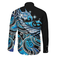 Maori Matariki - Manaia Family Matching Long Sleeve Bodycon Dress and Hawaiian Shirt Galaxy Blue Paua Shell