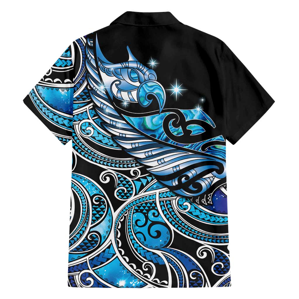 Maori Matariki - Manaia Family Matching Short Sleeve Bodycon Dress and Hawaiian Shirt Galaxy Blue Paua Shell