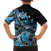 Maori Matariki - Manaia Family Matching Summer Maxi Dress and Hawaiian Shirt Galaxy Blue Paua Shell