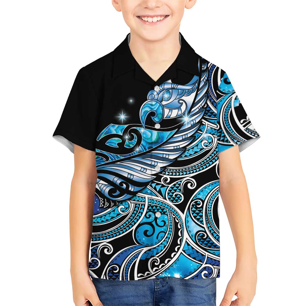 Maori Matariki - Manaia Hawaiian Shirt Galaxy Blue Paua Shell