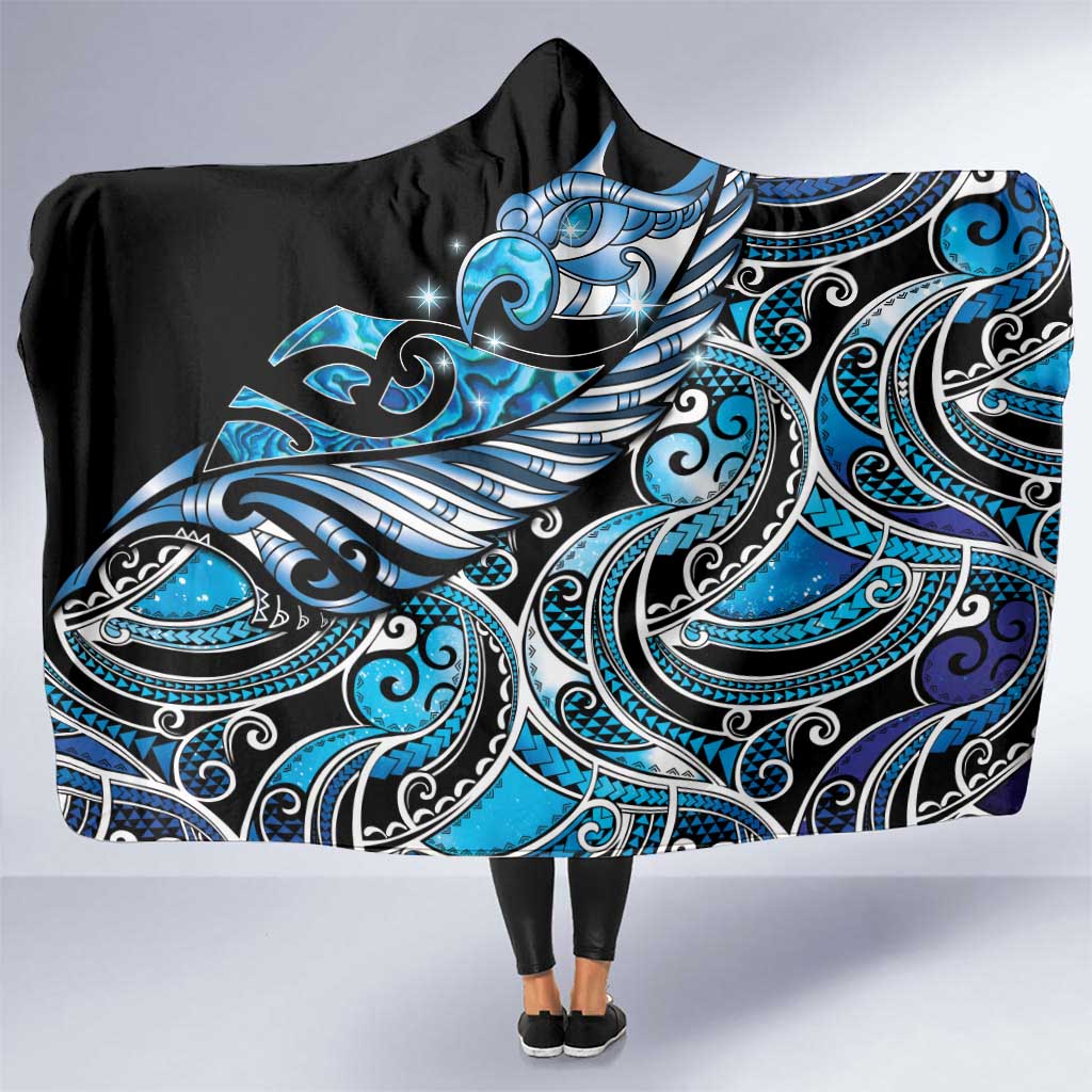 Maori Matariki - Manaia Hooded Blanket Galaxy Blue Paua Shell