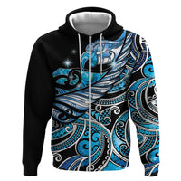 Maori Matariki - Manaia Hoodie Galaxy Blue Paua Shell LT7 Zip Hoodie Blue - Polynesian Pride