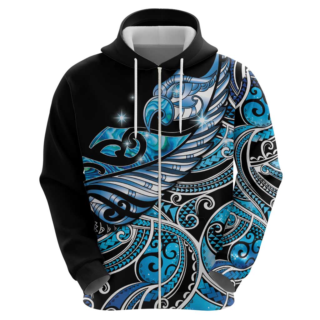 Maori Matariki - Manaia Hoodie Galaxy Blue Paua Shell LT7 - Polynesian Pride