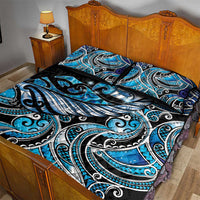 Maori Matariki - Manaia Quilt Bed Set Galaxy Blue Paua Shell