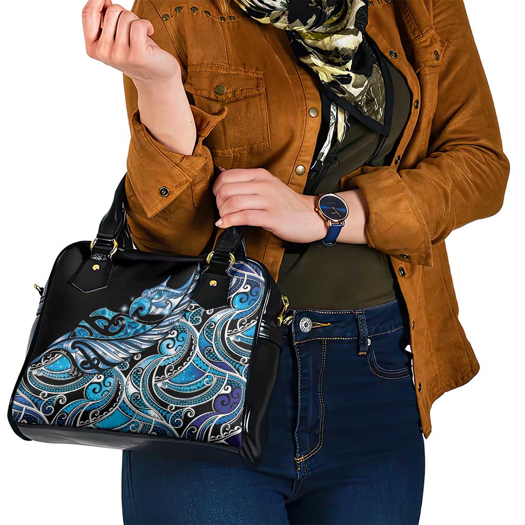 Maori Matariki - Manaia Shoulder Handbag Galaxy Blue Paua Shell LT7 - Polynesian Pride