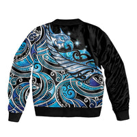 Maori Matariki - Manaia Sleeve Zip Bomber Jacket Galaxy Blue Paua Shell LT7 - Polynesian Pride