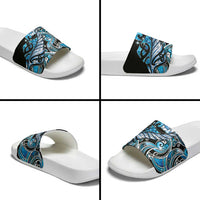 Maori Matariki - Manaia Slide Sandals Galaxy Blue Paua Shell LT7 - Polynesian Pride