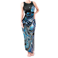 Maori Matariki - Manaia Tank Maxi Dress Galaxy Blue Paua Shell LT7 Women Blue - Polynesian Pride