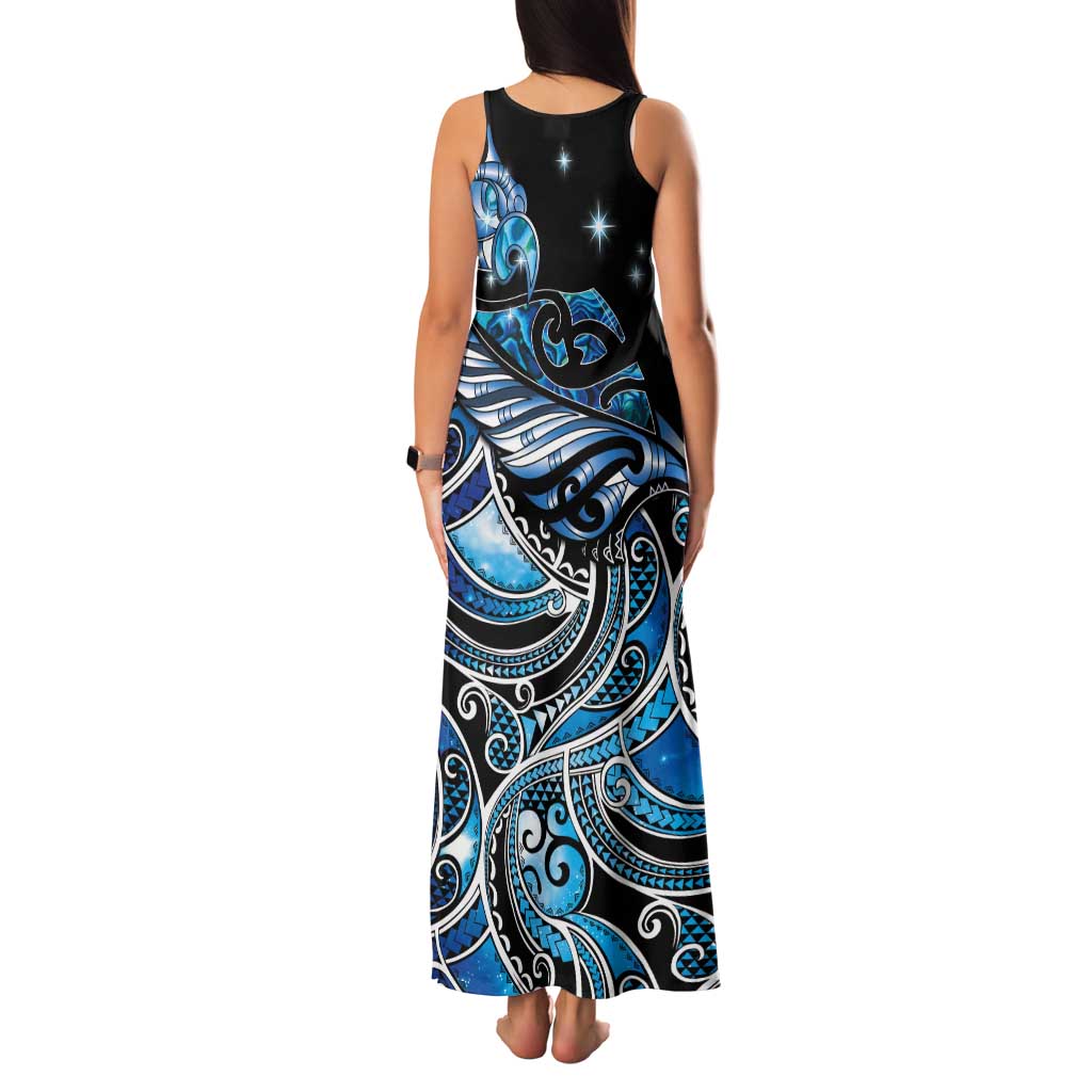 Maori Matariki - Manaia Tank Maxi Dress Galaxy Blue Paua Shell LT7 - Polynesian Pride