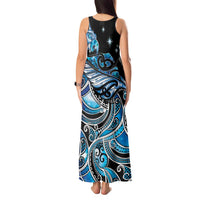 Maori Matariki - Manaia Tank Maxi Dress Galaxy Blue Paua Shell LT7 - Polynesian Pride