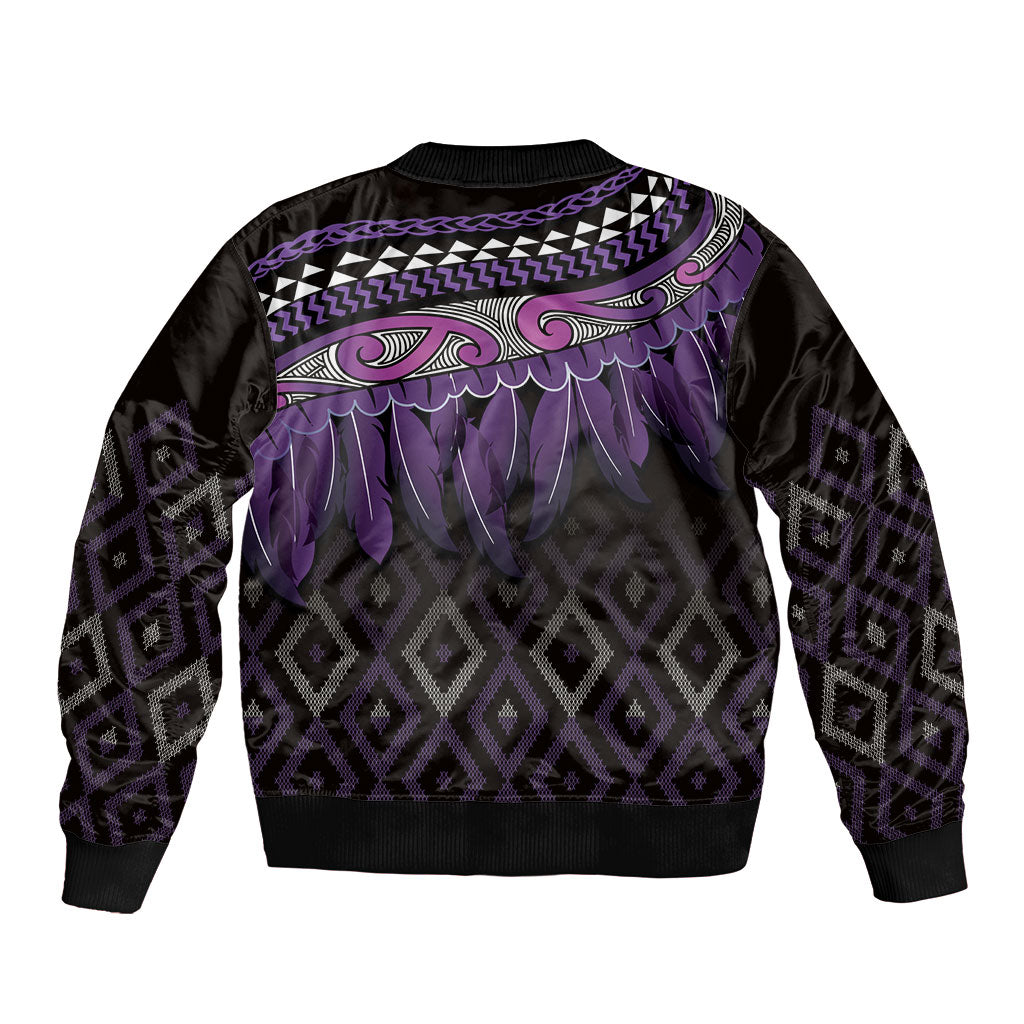 Aotearoa Maori Ngati Porou Iwi Bomber Jacket Korowai Tukutuku Kaokao Motifs