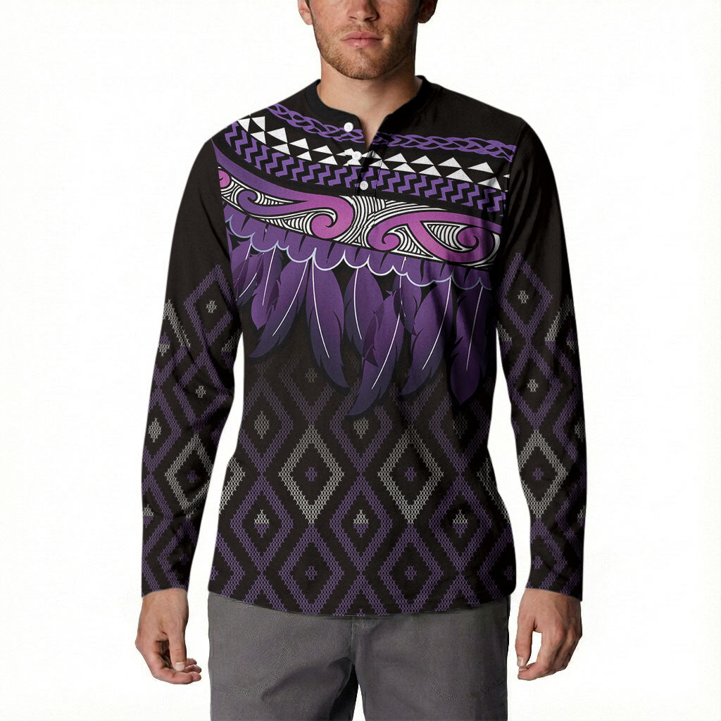 Aotearoa Maori Ngati Porou Iwi Button Sweatshirt Korowai Tukutuku Kaokao Motifs