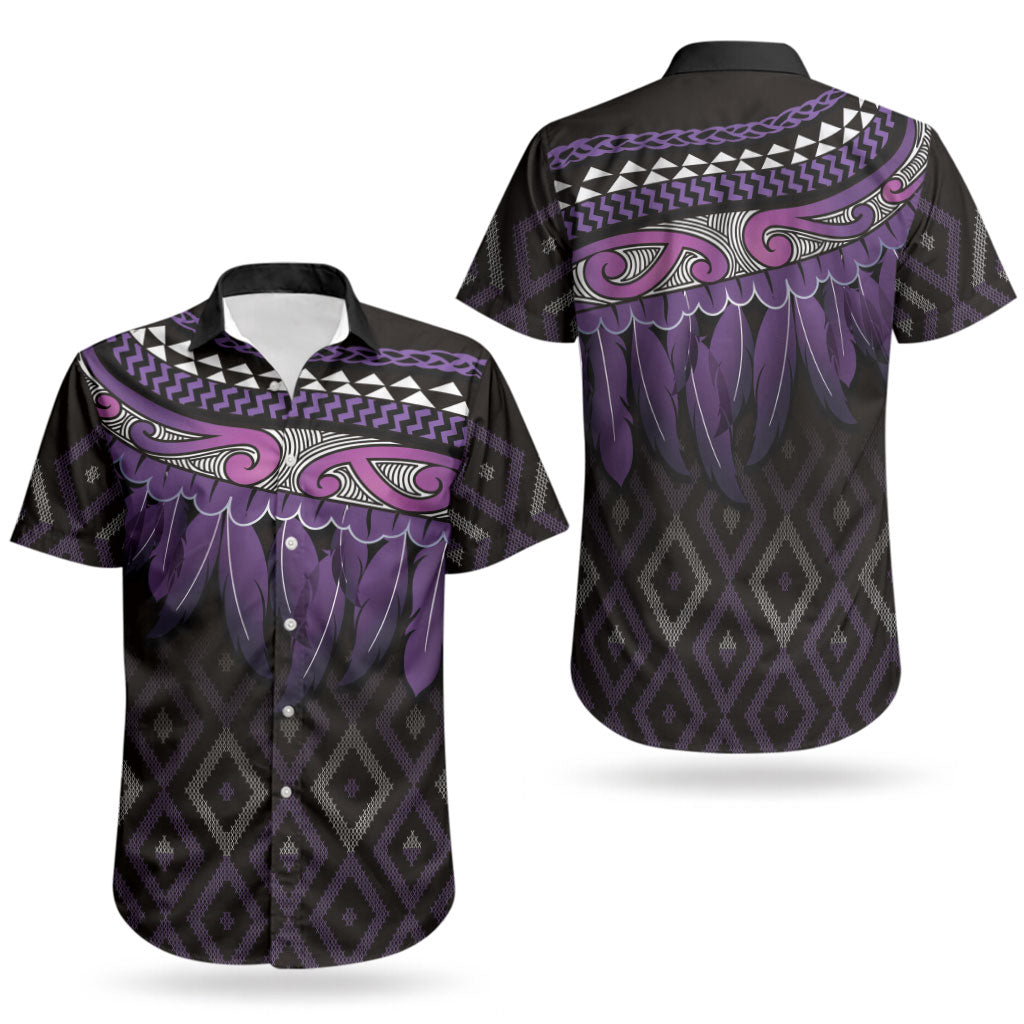 Aotearoa Maori Ngati Porou Iwi Couples Matching Off The Shoulder Long Sleeve Dress and Hawaiian Shirt Korowai Tukutuku Kaokao Motifs