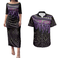 Aotearoa Maori Ngati Porou Iwi Couples Matching Puletasi and Hawaiian Shirt Korowai Tukutuku Kaokao Motifs