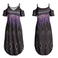 Aotearoa Maori Ngati Porou Iwi Couples Matching Summer Maxi Dress and Hawaiian Shirt Korowai Tukutuku Kaokao Motifs