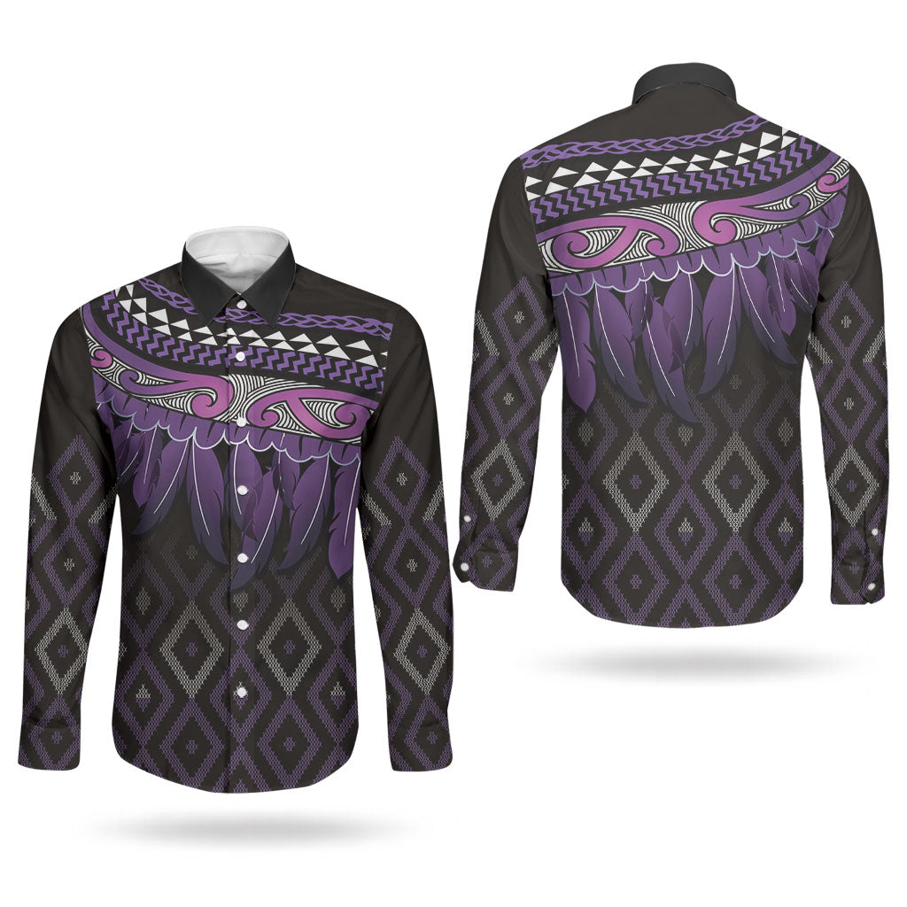 Aotearoa Maori Ngati Porou Iwi Couples Matching Summer Maxi Dress and Long Sleeve Button Shirt Korowai Tukutuku Kaokao Motifs