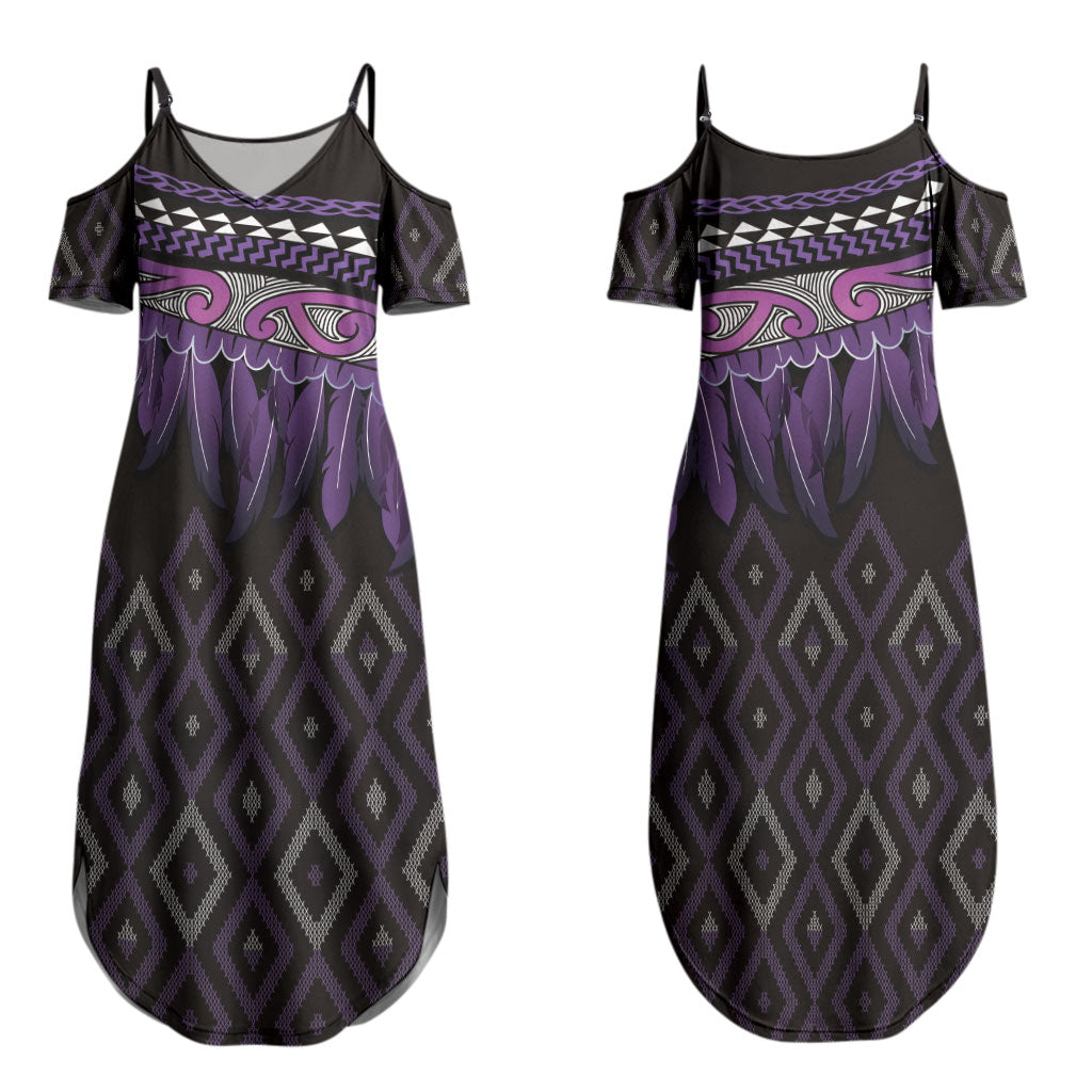 Aotearoa Maori Ngati Porou Iwi Couples Matching Summer Maxi Dress and Long Sleeve Button Shirt Korowai Tukutuku Kaokao Motifs
