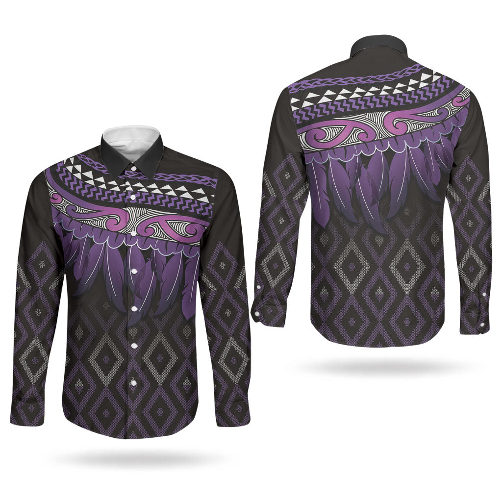 Aotearoa Maori Ngati Porou Iwi Couples Matching Tank Maxi Dress and Long Sleeve Button Shirt Korowai Tukutuku Kaokao Motifs