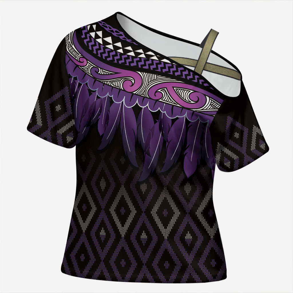 Aotearoa Maori Ngati Porou Iwi Cross Shoulder Shirt Korowai Tukutuku Kaokao Motifs
