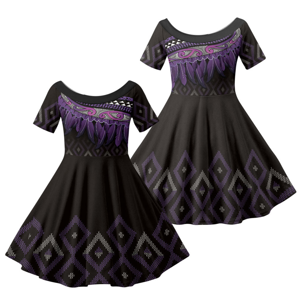 Aotearoa Maori Ngati Porou Iwi Family Matching Mermaid Dress and Hawaiian Shirt Korowai Tukutuku Kaokao Motifs