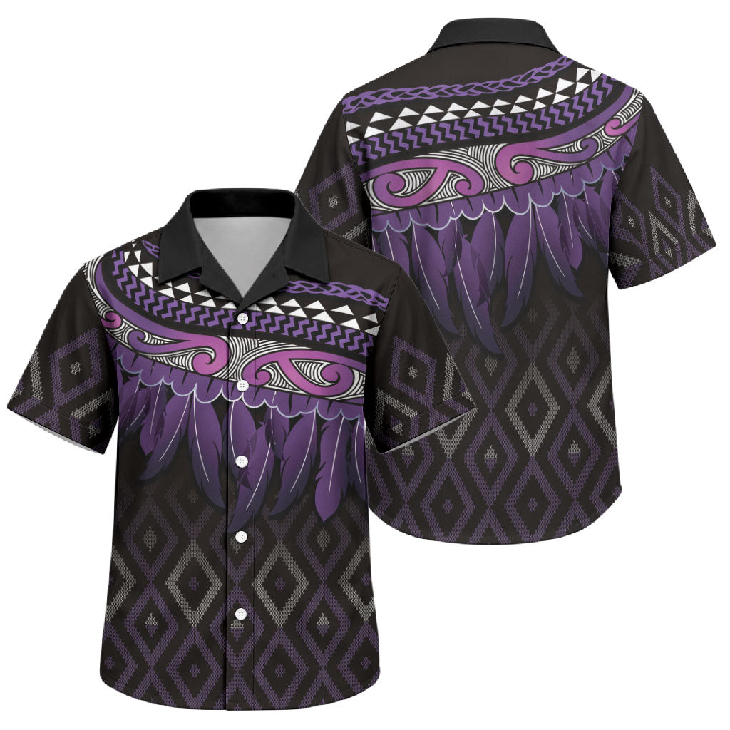 Aotearoa Maori Ngati Porou Iwi Family Matching Off The Shoulder Long Sleeve Dress and Hawaiian Shirt Korowai Tukutuku Kaokao Motifs