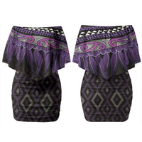 Aotearoa Maori Ngati Porou Iwi Family Matching Off Shoulder Short Dress and Hawaiian Shirt Korowai Tukutuku Kaokao Motifs