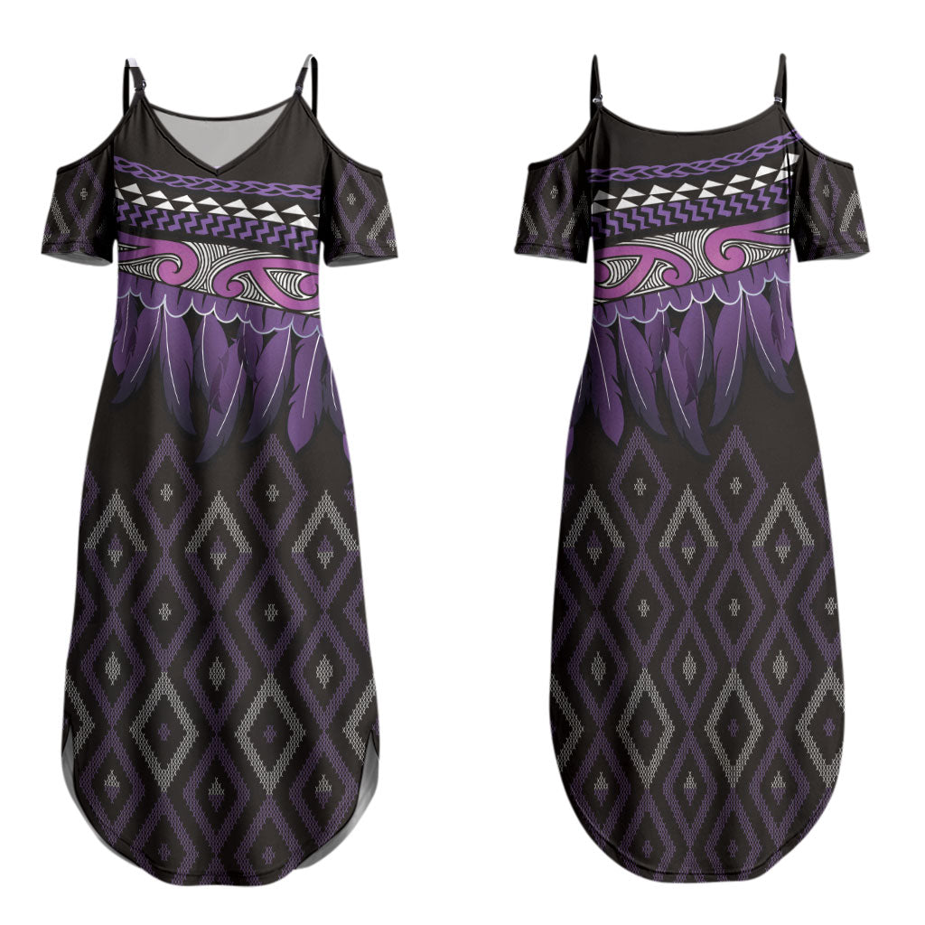 Aotearoa Maori Ngati Porou Iwi Family Matching Summer Maxi Dress and Hawaiian Shirt Korowai Tukutuku Kaokao Motifs