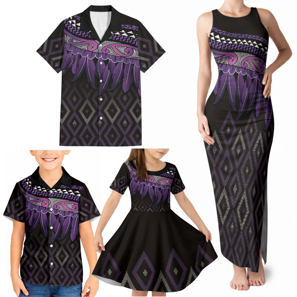 Aotearoa Maori Ngati Porou Iwi Family Matching Tank Maxi Dress and Hawaiian Shirt Korowai Tukutuku Kaokao Motifs