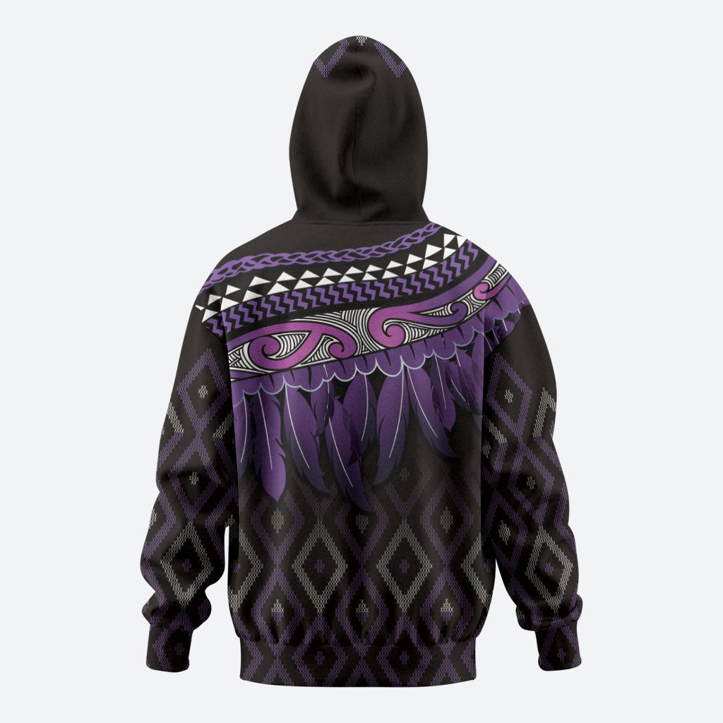 Aotearoa Maori Ngati Porou Iwi Hoodie Korowai Tukutuku Kaokao Motifs