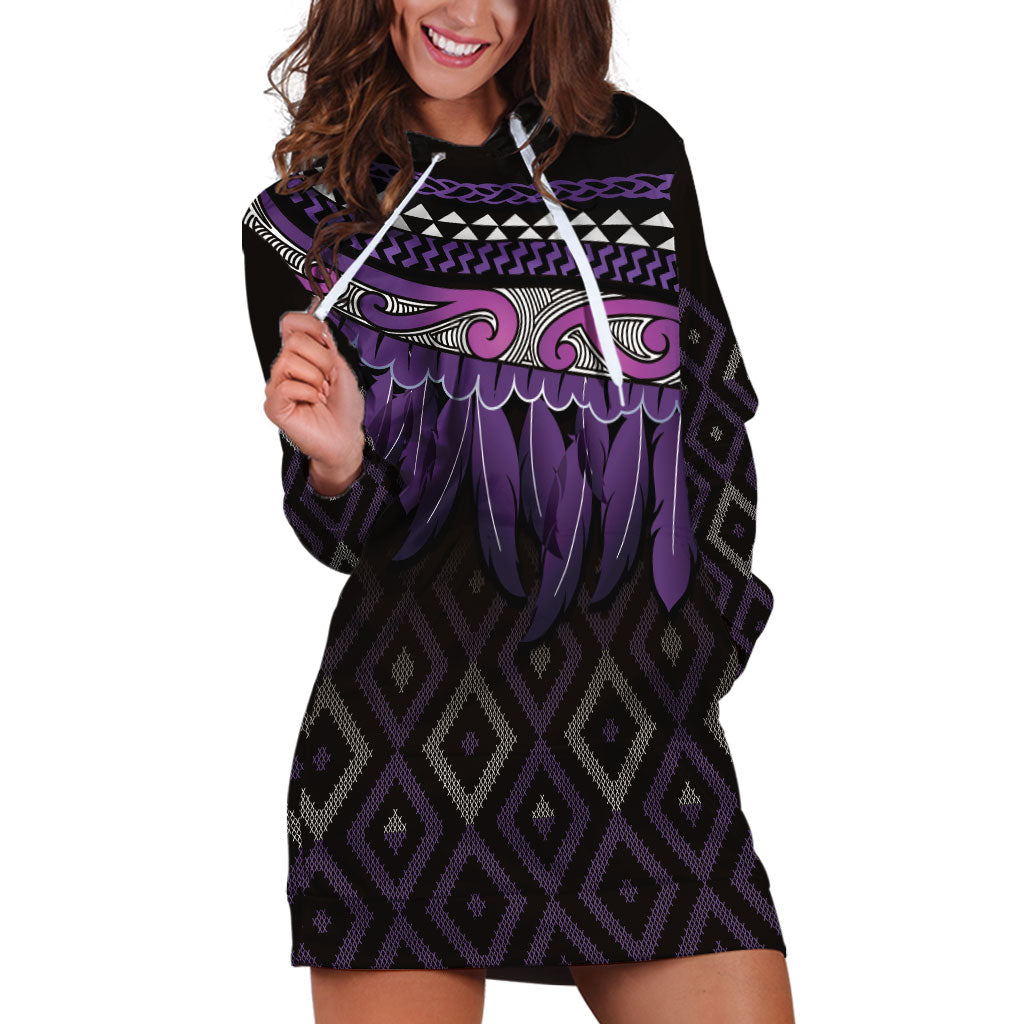 Aotearoa Maori Ngati Porou Iwi Hoodie Dress Korowai Tukutuku Kaokao Motifs