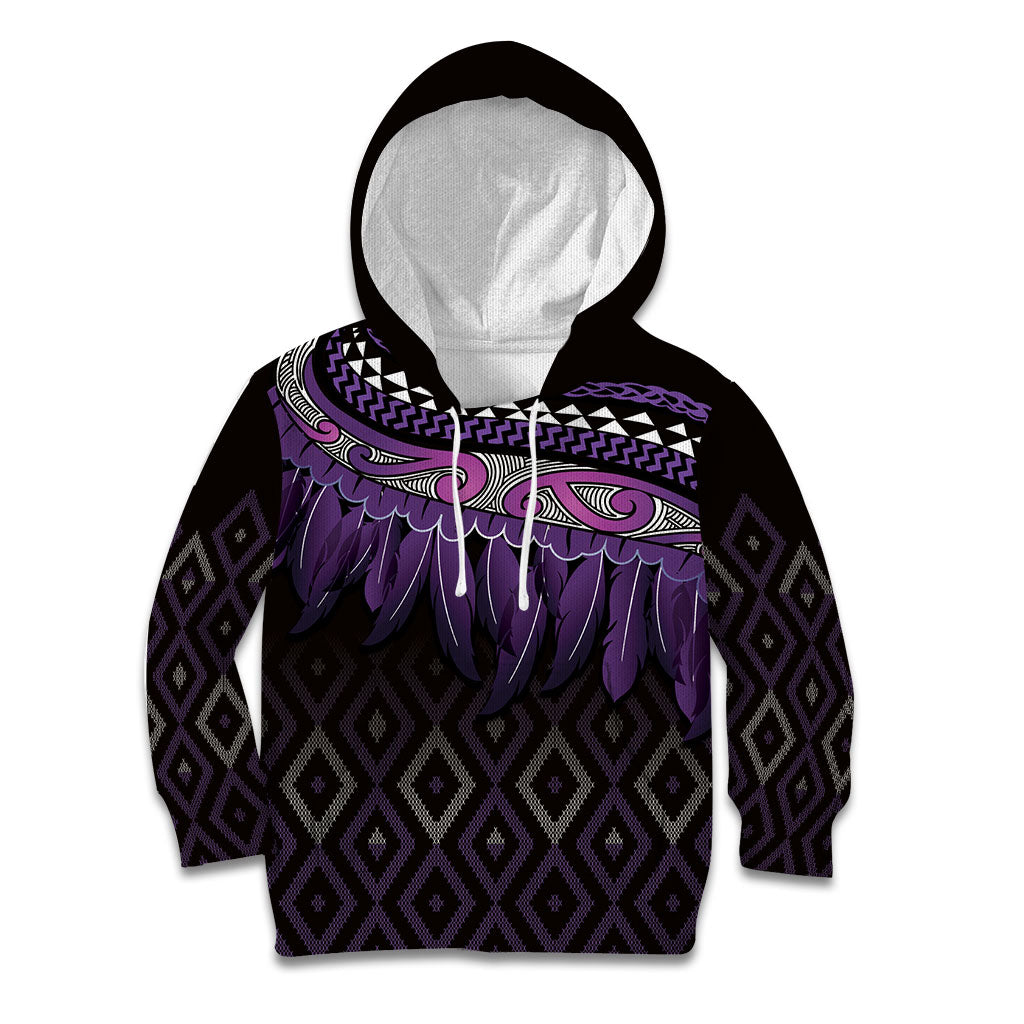 Aotearoa Maori Ngati Porou Iwi Kid Hoodie Korowai Tukutuku Kaokao Motifs