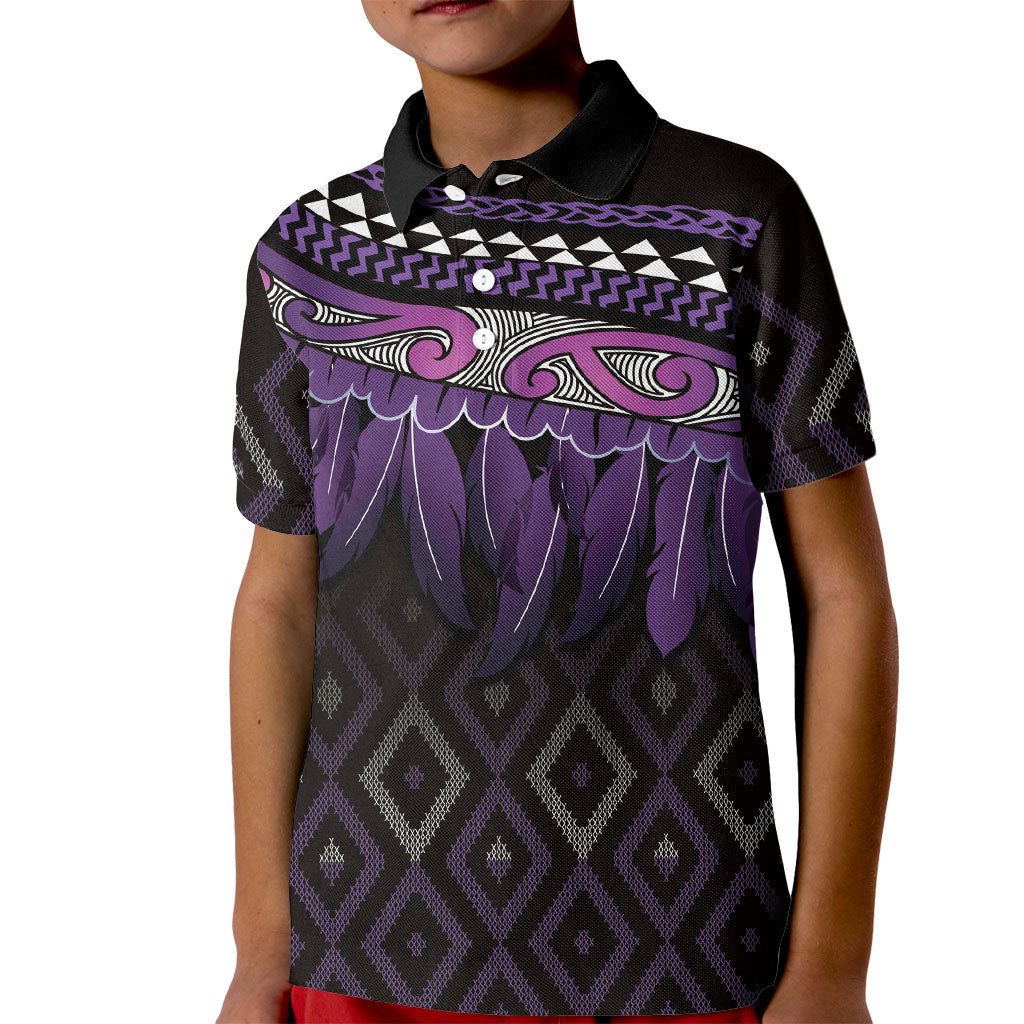 Aotearoa Maori Ngati Porou Iwi Kid Polo Shirt Korowai Tukutuku Kaokao Motifs
